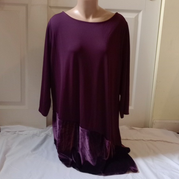 Susan Graver Tops - Susan Graver Premier Plum Top, 1x